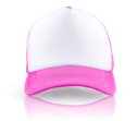 כובעי רשת בצבעים שונים עם סגירת פלסטיק אחורית ופאנל קדמי לבן המתאים להדפסה ומיתוג לוגו