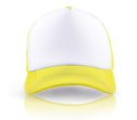 כובעי רשת בצבעים שונים עם סגירת פלסטיק אחורית ופאנל קדמי לבן המתאים להדפסה ומיתוג לוגו