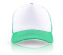 כובעי רשת בצבעים שונים עם סגירת פלסטיק אחורית ופאנל קדמי לבן המתאים להדפסה ומיתוג לוגו