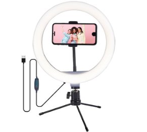 רינג סלפי טלסקופי 10'' עם תאורת לד עוצמתית