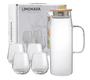 לימונדה – סט קנקן ו־4 כוסות זכוכית