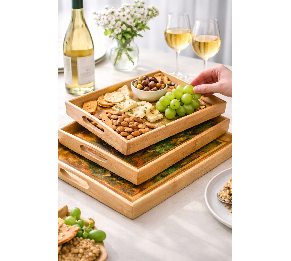 סט 3 מגשי במבוק ממותגים להגשה