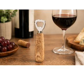 פותחן בקבוקים מעוצב עם ידית עץ ממותג