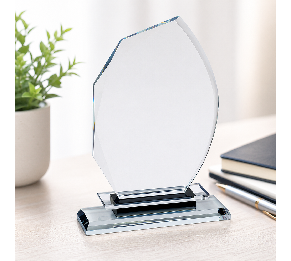 מגן הוקרה קריסטל בעיצוב אלגנטי עם בסיס כפול