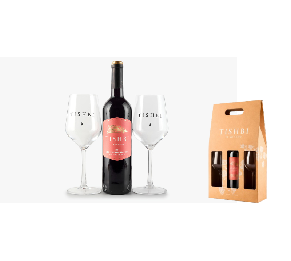 מארז יין תשבי ויניארדס ושתי כוסות יין