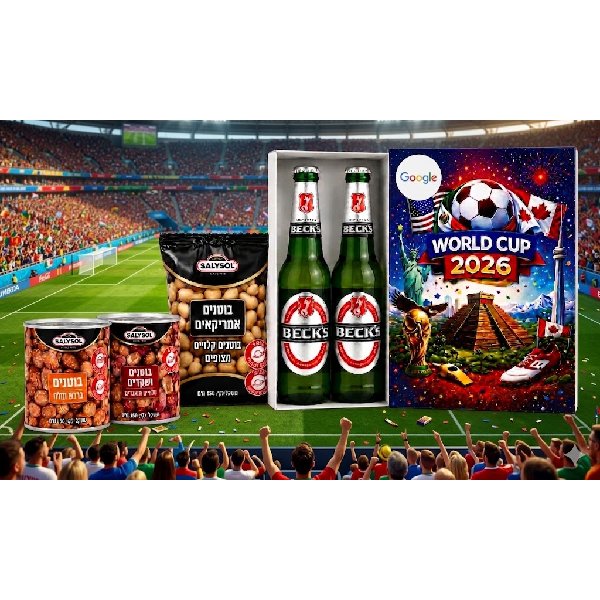 מארז Beck’s World Cup 2026 עם בירות ונשנושים לאירועי חברה ומתנות עובדים