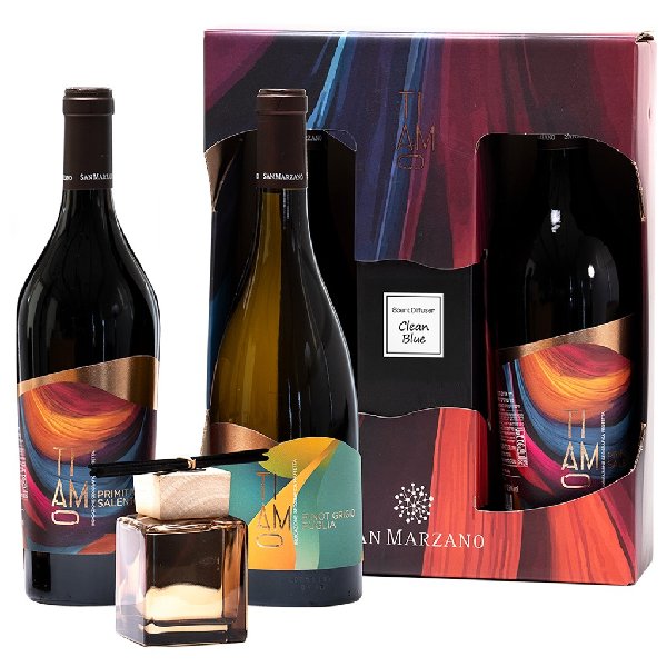 מארז יינות איטלקיים עם מפיץ ריח TI AMO באריזת מתנה יוקרתית