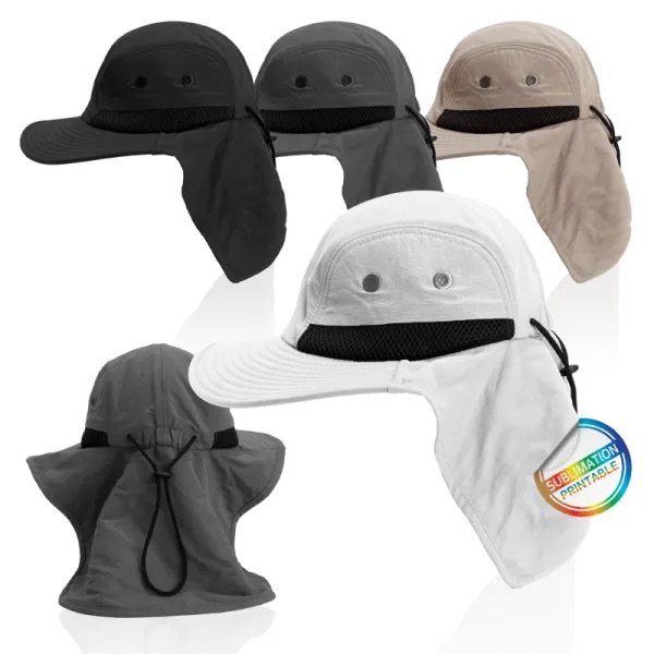 כובע סהרה רחב שוליים עם מגן עורף