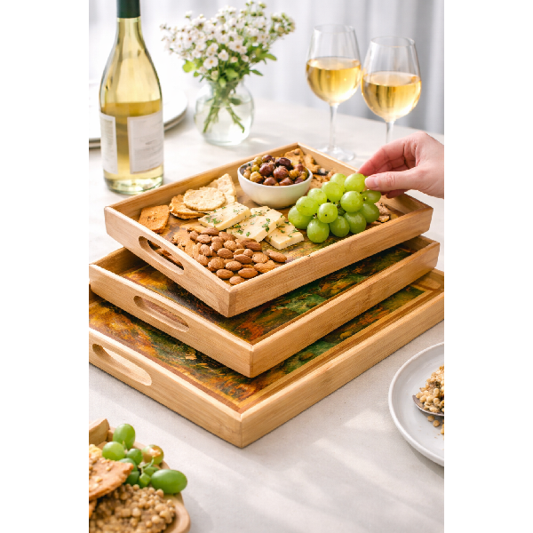 סט 3 מגשי במבוק בשלושה גדלים