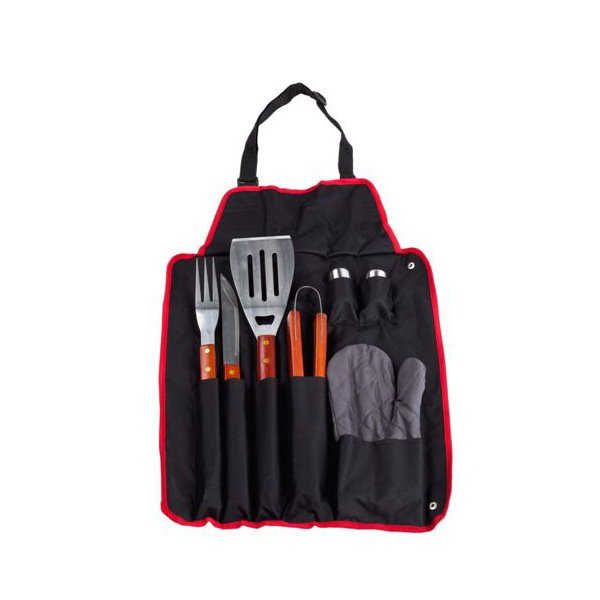 סינר מנגל עם ערכת BBQ 7 חלקים – סט כלי גריל נייד עם כיסים לאחסון נוח