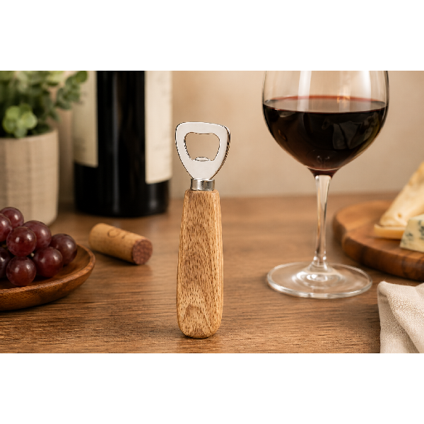 פותחן בקבוקים עם ידית עץ ונירוסטה